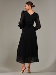 Jolie Moi Black Long Sleeve Chiffon Midaxi Dress - Image 2 of 6