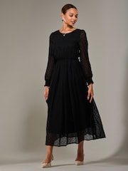 Jolie Moi Black Long Sleeve Chiffon Midaxi Dress - Image 3 of 6