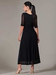 Jolie Moi Black Petite Pleated Half Sleeve Midi Dress - Image 2 of 6