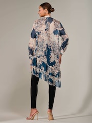 Jolie Moi Blue Dipped Hem Shirt Midi Dress - Image 2 of 6