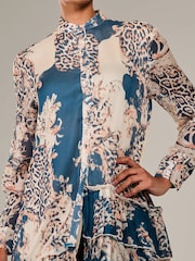 Jolie Moi Blue Dipped Hem Shirt Midi Dress - Image 3 of 6