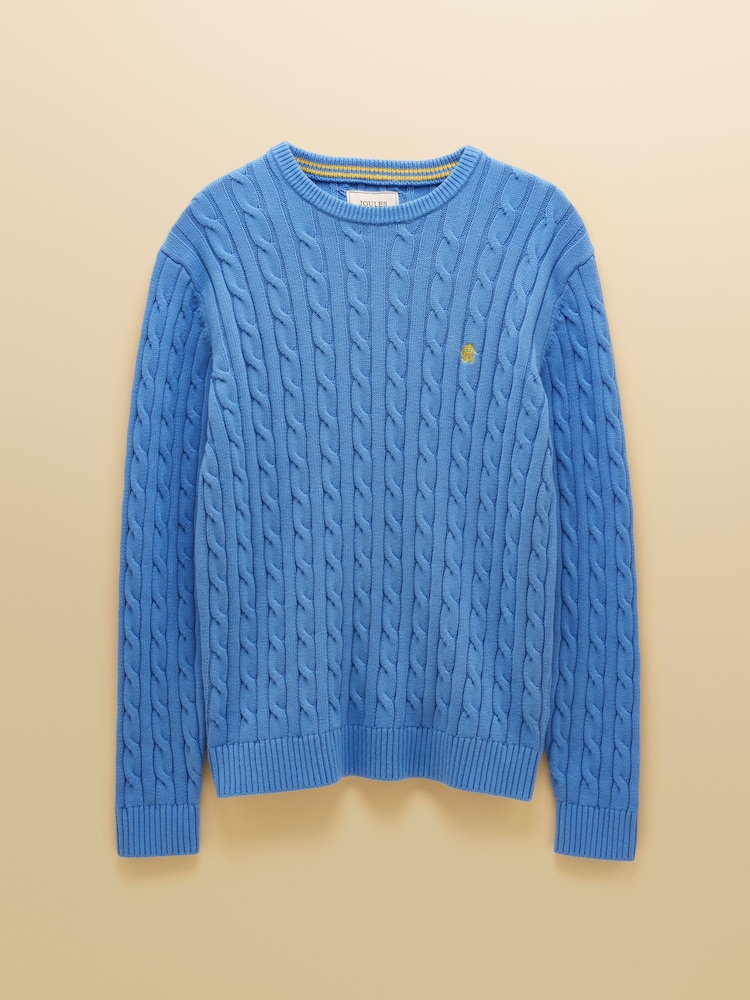 Kevyt Sininen - Joules Cable Crew Cotton Knit Jumper - Kuva 11 / 11