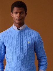 Kevyt Sininen - Joules Cable Crew Cotton Knit Jumper - Kuva 2 / 11