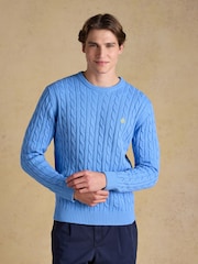 Kevyt Sininen - Joules Cable Crew Cotton Knit Jumper - Kuva 4 / 11