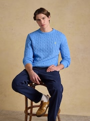 Kevyt Sininen - Joules Cable Crew Cotton Knit Jumper - Kuva 6 / 11