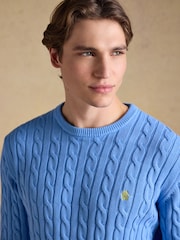 Kevyt Sininen - Joules Cable Crew Cotton Knit Jumper - Kuva 7 / 11