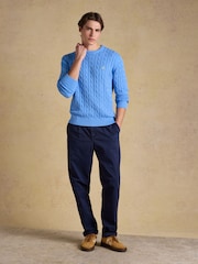 Kevyt Sininen - Joules Cable Crew Cotton Knit Jumper - Kuva 8 / 11