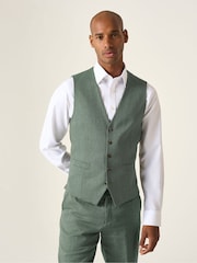 Skopes grey Tailored Fit Calvados Single Breasted Linen Blend Suit Waistcoat - Image 1 of 6