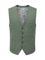 Skopes grey Tailored Fit Calvados Single Breasted Linen Blend Suit Waistcoat - Image 5 of 6