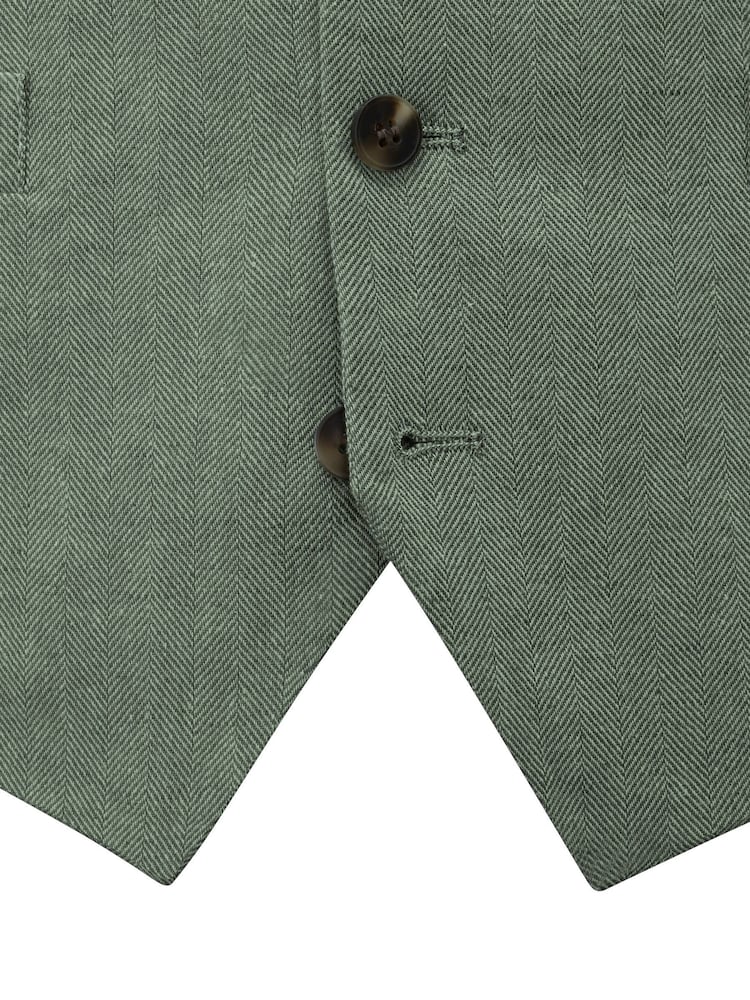 Skopes grey Tailored Fit Calvados Single Breasted Linen Blend Suit Waistcoat - Image 6 of 6