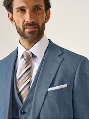Skopes Blue Single Breasted Tailored Fit Calvados Linen Blend Suit Waistcoat - Image 4 of 5