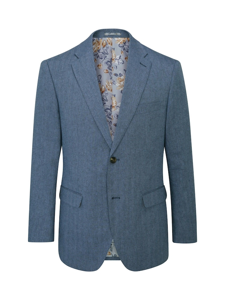 Skopes Blue Single Breasted Tailored Fit Calvados Linen Blend Suit Waistcoat - Image 5 of 5