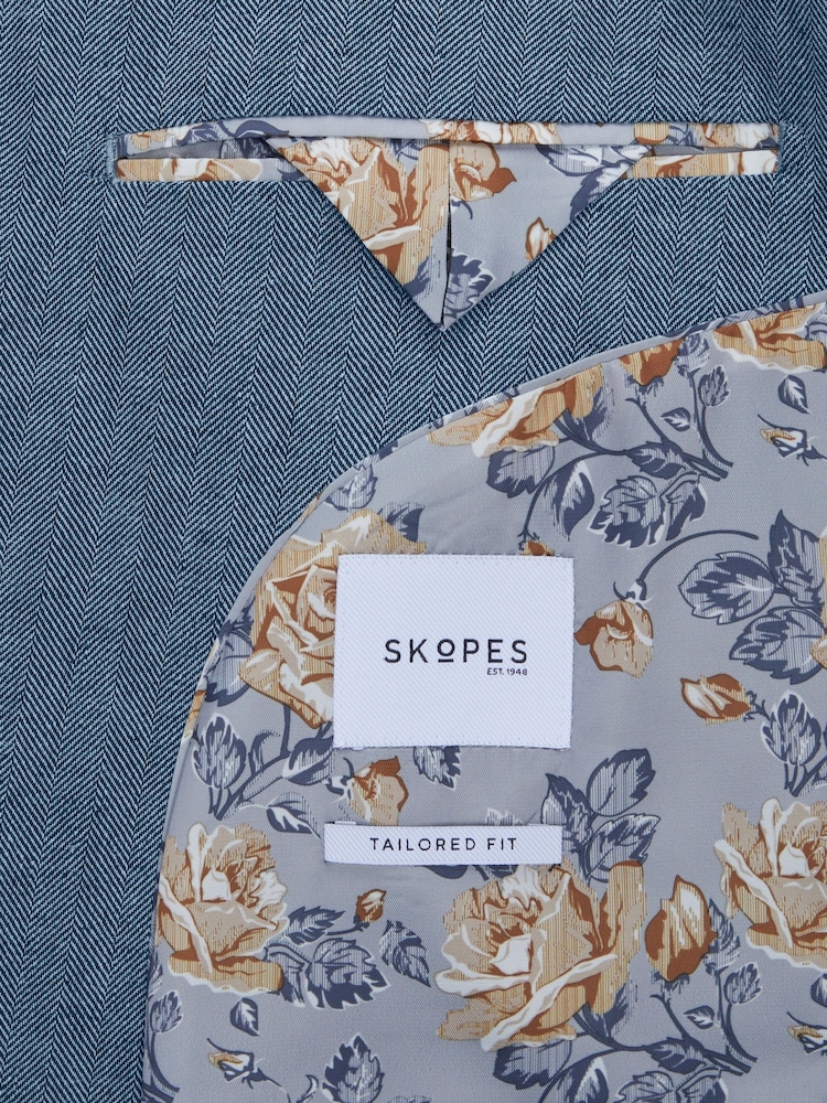 Skopes Blue Single Breasted Tailored Fit Calvados Linen Blend Suit Waistcoat - Image 5 of 5 Skopes Blue Single Breasted Tailored Fit Calvados Linen Blend Suit Waistcoat - Image 5 of 5