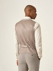 Skopes Natural Single Breasted Tailored Fit Calvados Linen Blend Suit Waistcoat - Image 2 of 4