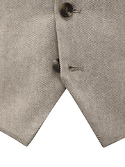Skopes Natural Single Breasted Tailored Fit Calvados Linen Blend Suit Waistcoat - Image 4 of 4