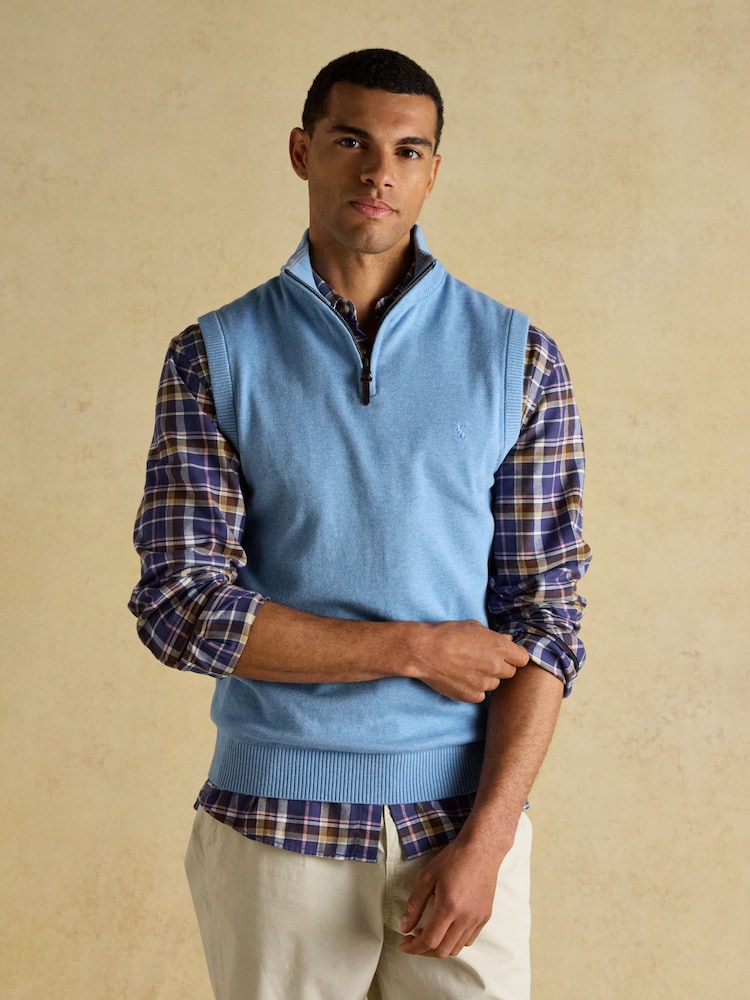 Hillside Light Blue Quarter Zip Knitted Tank Top - Image 1 of 7 Hillside Light Blue Quarter Zip Knitted Tank Top - Image 1 of 7