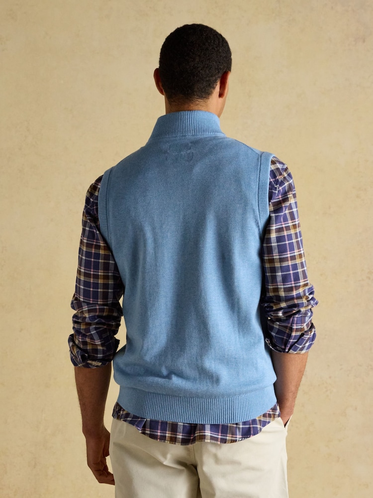 Hillside Light Blue Quarter Zip Knitted Tank Top - Image 2 of 7 Hillside Light Blue Quarter Zip Knitted Tank Top - Image 2 of 7