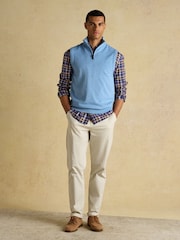 Hillside Light Blue Quarter Zip Knitted Tank Top - Image 3 of 7