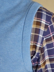 Hillside Light Blue Quarter Zip Knitted Tank Top - Image 6 of 7