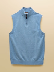 Hillside Light Blue Quarter Zip Knitted Tank Top - Image 7 of 7
