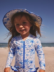 Blue Palm Print Swim Hat (3mths-10yrs) - Image 1 of 5