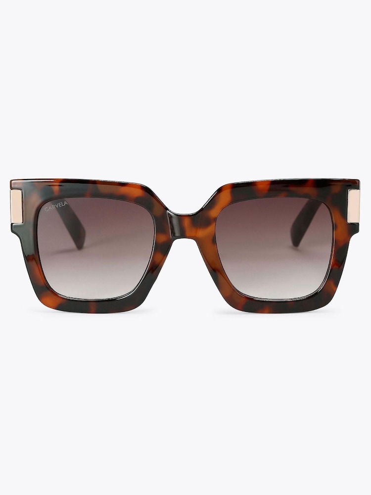 Carvela Chunky Flare Brown Sunglasses - Image 1 of 4