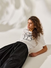 JDY White 100% Cotton Floral Printed T-Shirt - Image 1 of 2