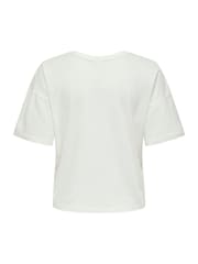 JDY White 100% Cotton Floral Printed T-Shirt - Image 4 of 4
