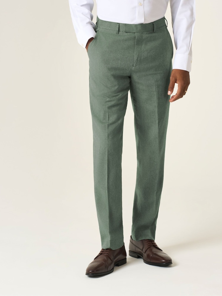 Skopes Green Tailored Fit Calvados Linen Blend Suit Trousers - Image 1 of 6