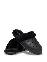 Crocs Black Classic Fuzz Scuff Slippers - Image 5 of 7