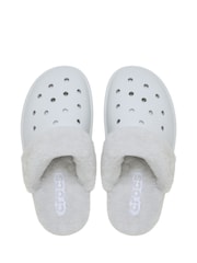 Crocs Grey Classic Fuzz Scuff Slippers - Image 5 of 7