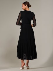 Jolie Moi Black Mesh Wrap Midaxi Dress - Image 6 of 6