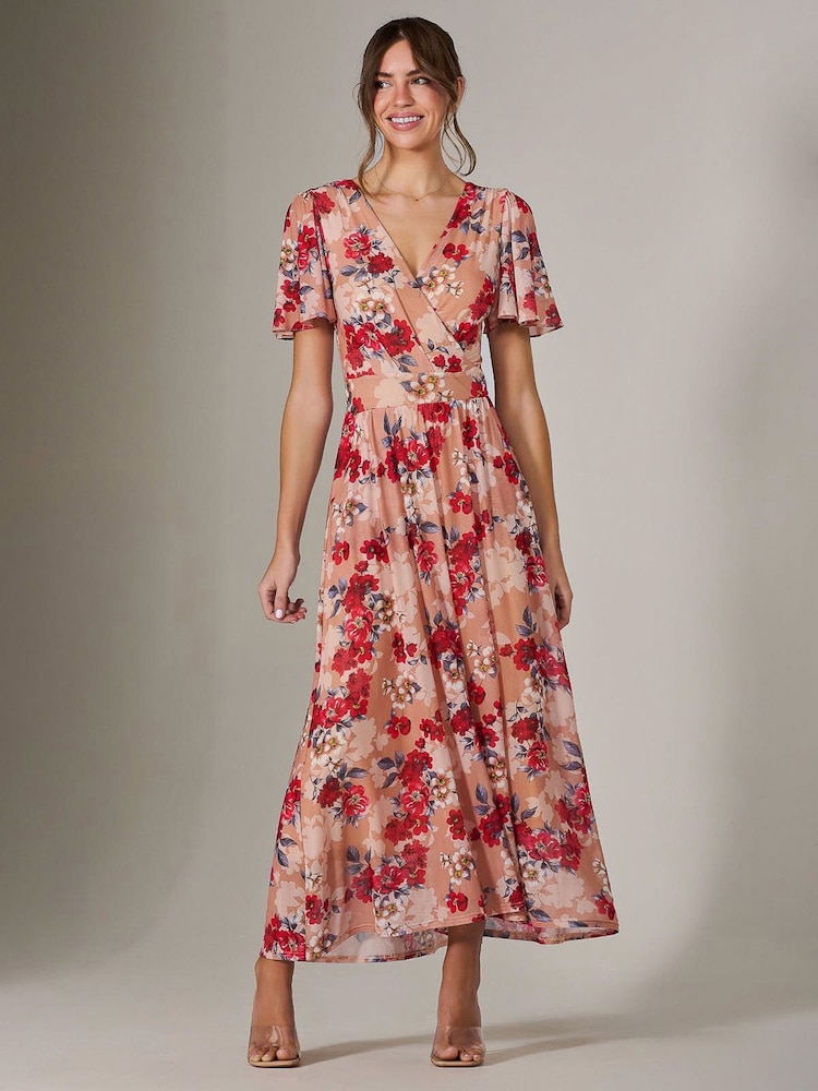 Jolie Moi Floral Print Mesh Wrap Maxi Dress - Imagen 1 de 7 Jolie Moi Floral Print Mesh Wrap Maxi Dress - Imagen 1 de 7