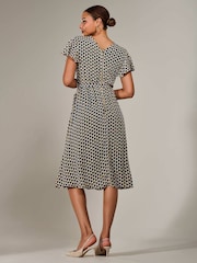 Jolie Moi Black Short Sleeve Side Tie Midi Dress - Image 2 of 6