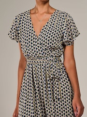 Jolie Moi Black Short Sleeve Side Tie Midi Dress - Image 3 of 6