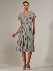 Jolie Moi Black Short Sleeve Side Tie Midi Dress - Image 6 of 6
