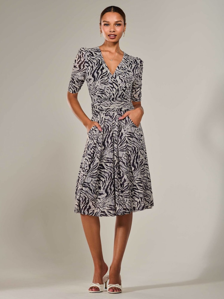 Jolie Moi Black Mesh Half Sleeve Midaxi Dress - Image 1 of 6