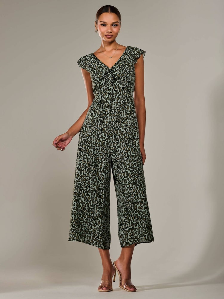 Verde - Jolie Moi Frill Tie Front Jumpsuit - Imagen 1 de 6 Verde - Jolie Moi Frill Tie Front Jumpsuit - Imagen 1 de 6