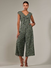 Jolie Moi Green Frill Tie Front Jumpsuit - Image 2 of 6