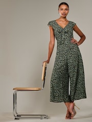 Jolie Moi Green Frill Tie Front Jumpsuit - Image 4 of 6