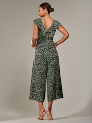 Jolie Moi Green Frill Tie Front Jumpsuit - Image 6 of 6