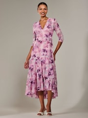Jolie Moi Pink Mesh Wrap Midaxi Dress - Image 1 of 6