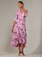 Jolie Moi Pink Mesh Wrap Midaxi Dress - Image 4 of 6