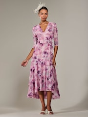 Jolie Moi Pink Mesh Wrap Midaxi Dress - Image 5 of 6