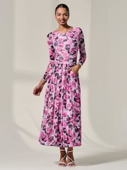 Jolie Moi Pink Mesh Abstract Maxi Dress - Image 1 of 3