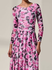 Jolie Moi Pink Mesh Abstract Maxi Dress - Image 2 of 3