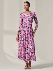Jolie Moi Pink Mesh Abstract Maxi Dress - Image 3 of 3
