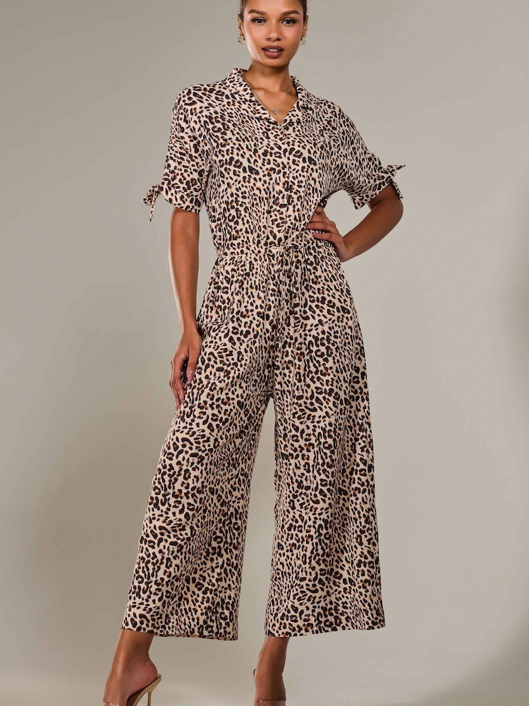 Marrón - Jolie Moi Wide Leg Half Sleeve Jumpsuit - Imagen 1 de 6