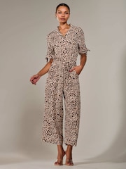 Marrón - Jolie Moi Wide Leg Half Sleeve Jumpsuit - Imagen 2 de 6