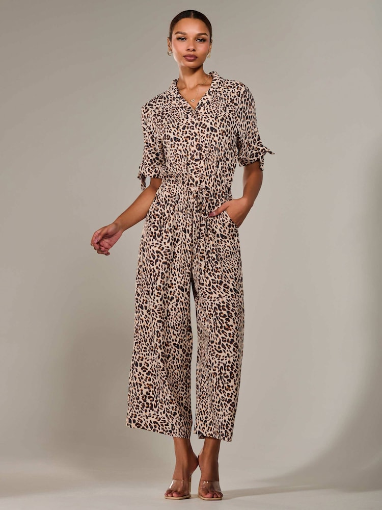 Marrón - Jolie Moi Wide Leg Half Sleeve Jumpsuit - Imagen 2 de 6